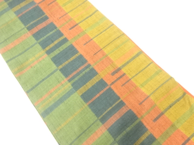 手織り紬横段織出し全通袋帯